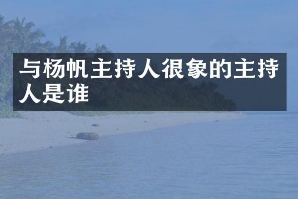 与杨帆主持人很象的主持人是谁