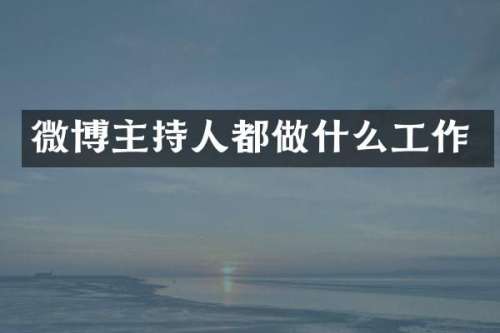 微博主持人都做什么工作