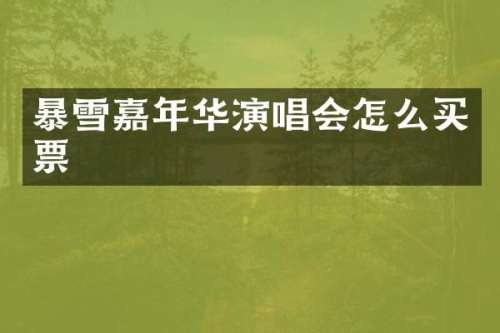 暴雪嘉年华演唱会怎么买票