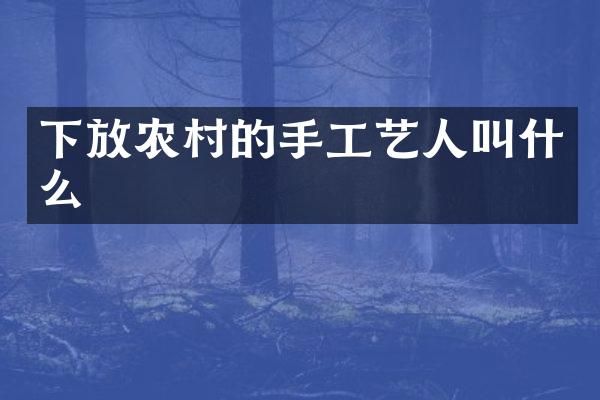 下放农村的手工艺人叫什么