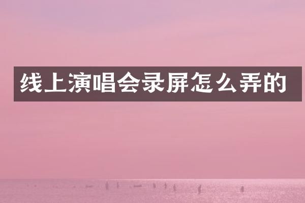 线上演唱会录屏怎么弄的