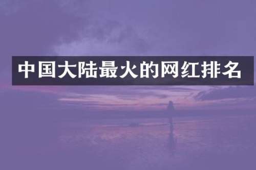 中国大陆最火的网红排名