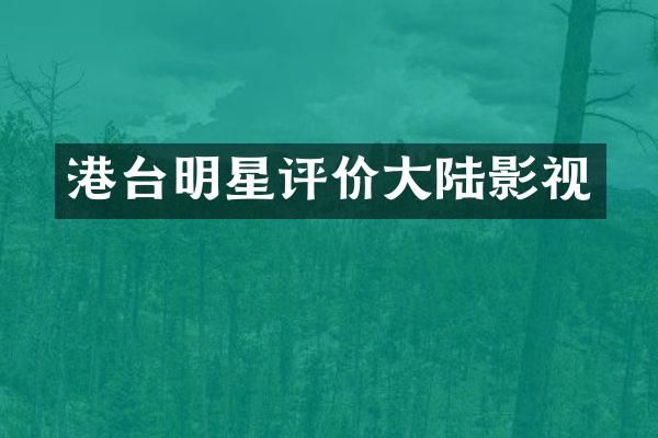 港台明星评价大陆影视