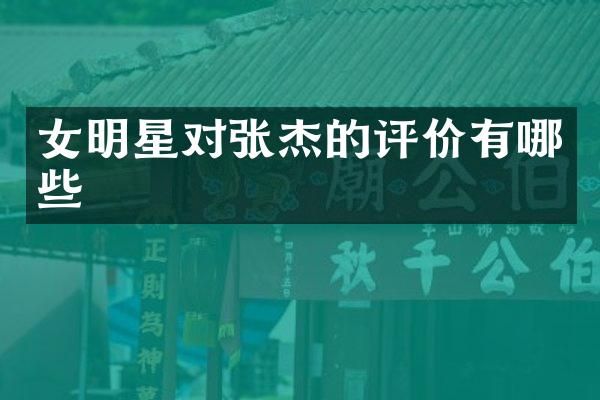 女明星对张杰的评价有哪些