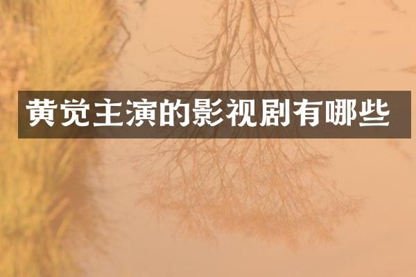 黄觉主演的影视剧有哪些