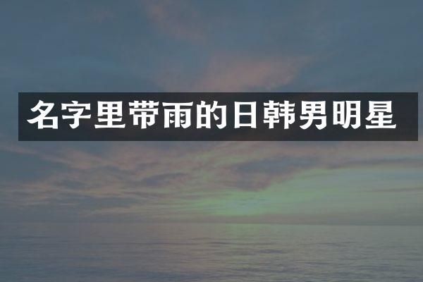 名字里带雨的日韩男明星