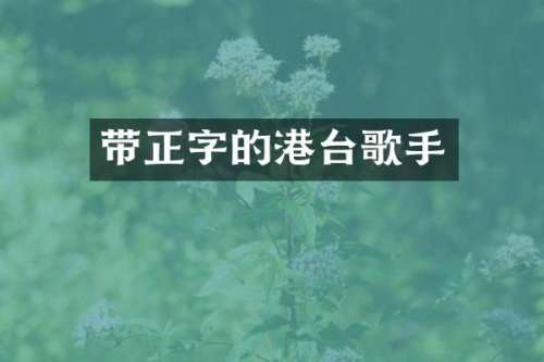 带正字的港台歌手