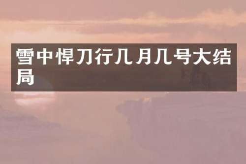 雪中悍刀行几月几号大结局
