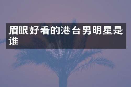 眉眼好看的港台男明星是谁