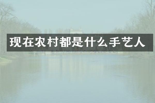 现在农村都是什么手艺人