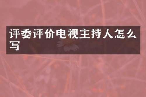评委评价电视主持人怎么写