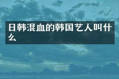 日韩混血的韩国艺人叫什么