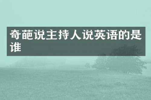 奇葩说主持人说英语的是谁