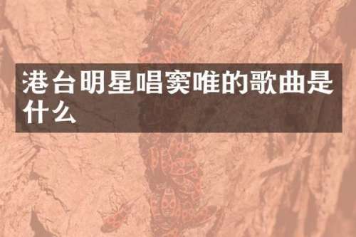 港台明星唱窦唯的歌曲是什么