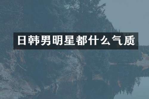 日韩男明星都什么气质