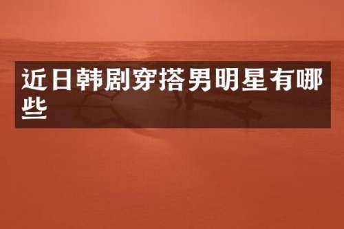 近日韩剧穿搭男明星有哪些