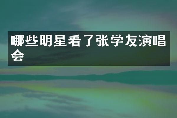哪些明星看了张学友演唱会