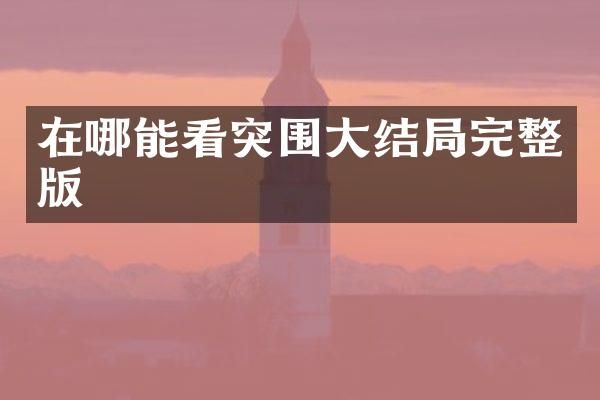 在哪能看突围大结局完整版
