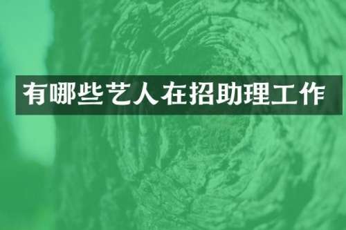有哪些艺人在招助理工作