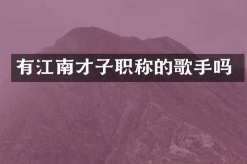 有江南才子职称的歌手吗