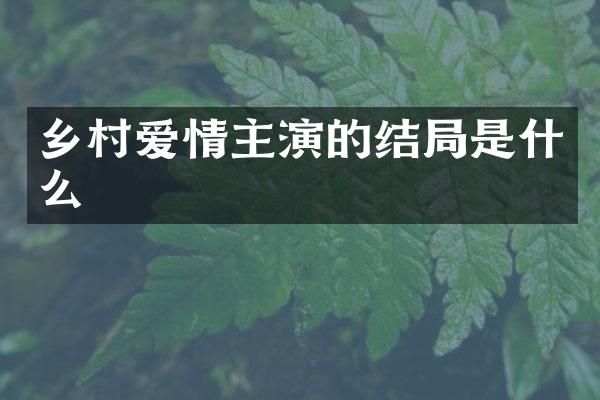 乡村爱情主演的结局是什么
