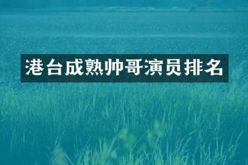 港台成熟帅哥演员排名