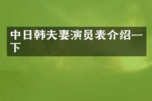 中日韩夫妻演员表介绍一下