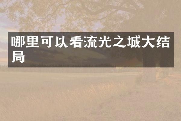 哪里可以看流光之城大结局