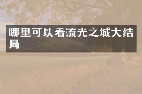 哪里可以看流光之城大结局