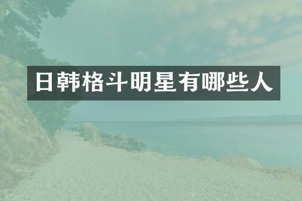 日韩格斗明星有哪些人