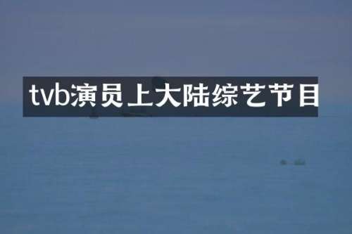tvb演员上大陆综艺节目