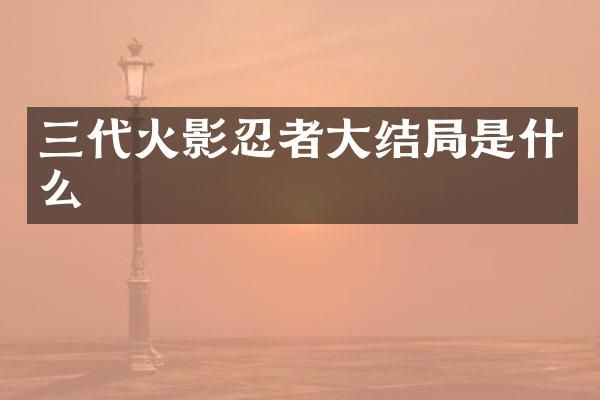 三代火影忍者大结局是什么