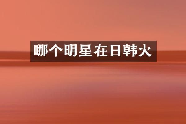 哪个明星在日韩火