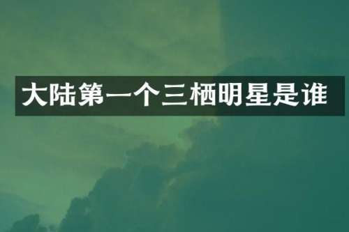 大陆第一个三栖明星是谁