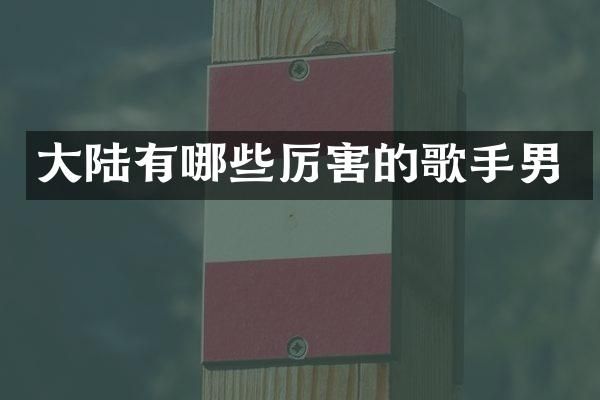 大陆有哪些厉害的歌手男