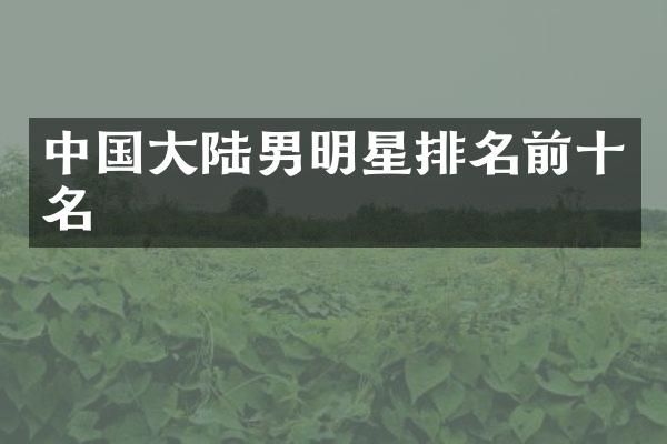 中国大陆男明星排名前十名