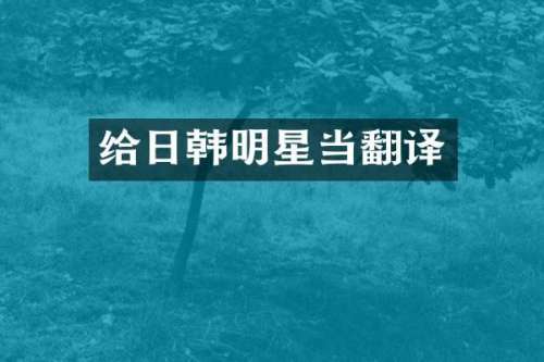 给日韩明星当翻译
