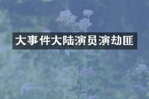 大事件大陆演员演劫匪