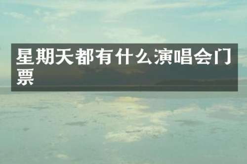 星期天都有什么演唱会门票