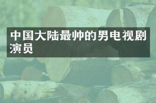 中国大陆最帅的男电视剧演员