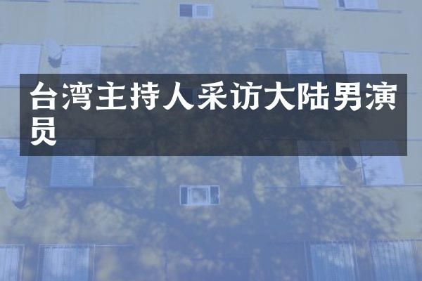 台湾主持人采访大陆男演员