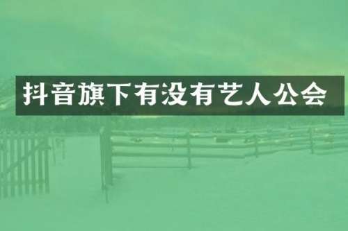 抖音旗下有没有艺人公会