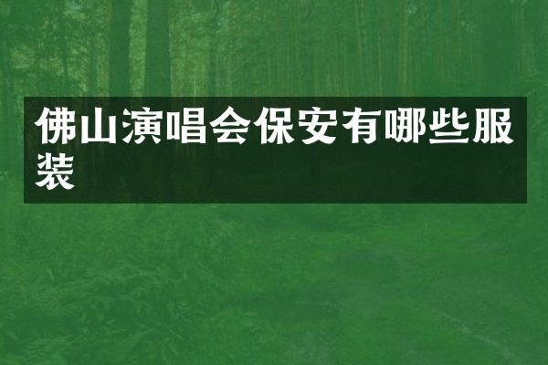 佛山演唱会保安有哪些服装