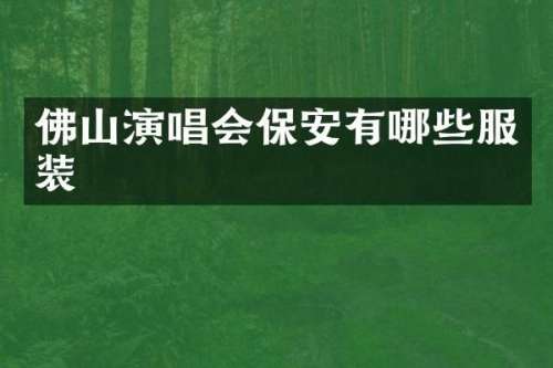 佛山演唱会保安有哪些服装