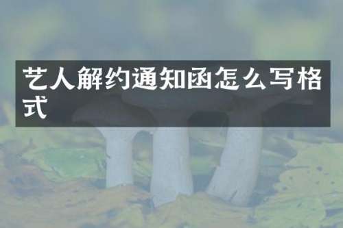 艺人解约通知函怎么写格式