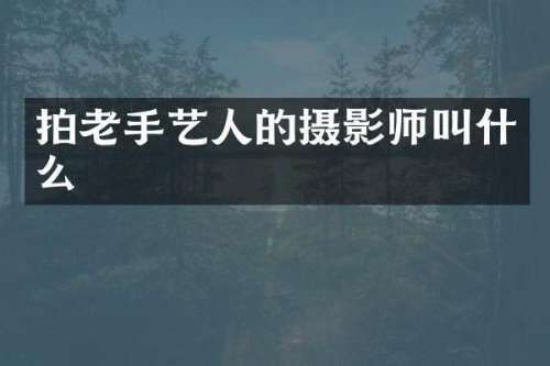 拍老手艺人的摄影师叫什么
