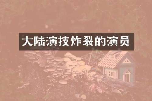 大陆演技炸裂的演员