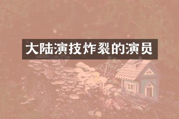 大陆演技炸裂的演员