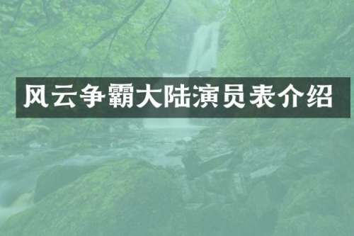 风云争霸大陆演员表介绍