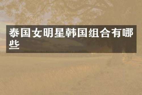 泰国女明星韩国组合有哪些